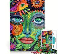 Psychedelic Woman Portrait Jigsaw Puzzles for Adults 1000 Pieces Strengthen Memory Family Bond Clean Edge Birthday Gift (38x52cm)
