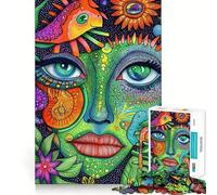 Psychedelic Woman Portrait Jigsaw Puzzles for Adults1000 Piece Strengthen Memory Home Activity Clean Edge Festive Gift (50x75cm)