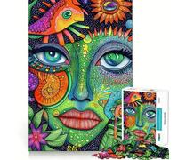 Psychedelic Woman Portrait Jigsaw Puzzles for Adults1000 Pieces Recall Upgrade Peaceful Time Tight Cut Santa Wish List (38x26cm)
