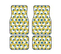 Psychedelic Yellow Eyeball Fashion Car Foot Mat Set of 4 Pieces Set - Carpet Floor Mats for Cars, Auto Accessories Front & Rear