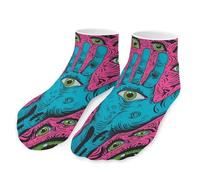 PsychedelicHand Eyes Trippy Men's Ankle Low Socks 1 Pair No Show Sock Low-Cut Athletic Socks for Women