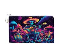 Psychedelics Aliens Guitar Player Coin Purse Small Wallets with Zippered Key Ring Cute Wallet