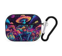Psychedelics Aliens Guitar Player Compatible with Airpods Pro Case Cover Hard Cases with Durable Hanging Buckle Charging Visible LED