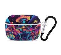 Psychedelics Aliens Guitar Player Compatible with Airpods Pro Case Cover Hard Cases with Durable Hanging Buckle Charging Visible LED