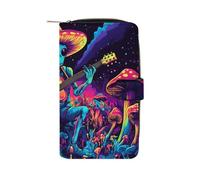 Psychedelics Aliens Guitar Player PU Leather Wallet Cloth with 12 Card Holder Handbag Long Clutch for Men Women