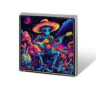 Psychedelics Aliens Guitar Player Square Badge Pin Metal Memorial Brooch Button Lapel Pins for Backpack Wedding