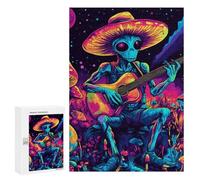 Psychedelics Aliens Guitar Player Wood Puzzles for Adults And Family Vertical Version Game Interesting Creative Gift Wooden Jigsaw Puzzle