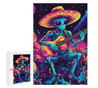 Psychedelics Aliens Guitar Player Wood Puzzles for Adults And Family Vertical Version Game Interesting Creative Gift Wooden Jigsaw Puzzle