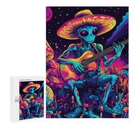Psychedelics Aliens Guitar Player Wood Puzzles for Adults And Family Vertical Version Game Interesting Creative Gift Wooden Jigsaw Puzzle