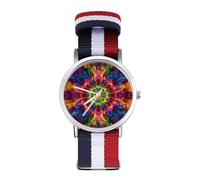 Psychedelics Tie-dye Custom Quartz Watches Arabic Numerals Wrist Watch with Adjustable Strap for Men Women