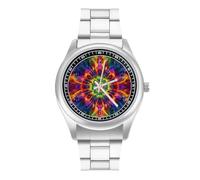 Psychedelics Tie-dye Personalized Quartz Watch Stainless Steel Wrist Watches with Arabic Numerals for Men Women
