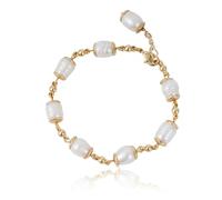 Psycheer Baroque Pearl Bracelet White Baroque Pearl Unique Irregular Freshwater Pearl Jewelry Gift Women Wife Mother Daughter Friend Anniversary Birthday Mother's Day Gift, 24, Brass, Pearl