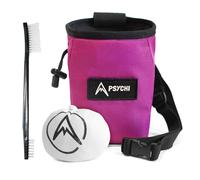 Psychi OG Waist Chalk Bag Starter Pack Bundle for Rock Climbing Bouldering Gym (Magenta)
