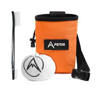 Psychi OG Waist Chalk Bag Starter Pack Bundle for Rock Climbing Bouldering Gym (Orange)