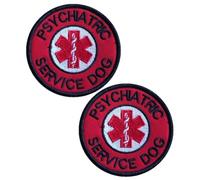 Psychiatric Service Dog Patch Hook and Loop Tactical Morale Applique Fastener Military Embroidered Patch 2Pcs (Color 9)