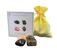 Psychic Protection Crystals - UK Designed 4 Stone Premium Selection for Practicality, Strength, Inner Peace, Clear Thinking Comes with Gift Pouch, Wellness Guide & Info Booklet
