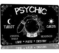 Psychic Tarot Cards Tin Sign Crystal Ball Metal Sign Plaque Vintage Rustic Occult Home Decor Bedroom divination Room Cafe Bar 8x12 Inch