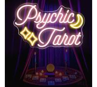 Psychic Tarot Neon Sign With Moon Star - Pink LED Light for Psychic Reading