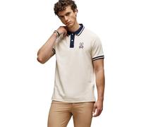Psycho Bunny Mens White Cap Grey Wade Pique Polo Shirt