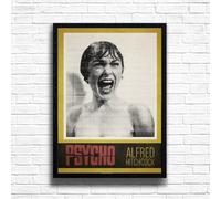 Psycho Halftone, Horror Movie Print, Scary Thriller Film Poster, A4 and A3 Size Frame Options Available,Great Home, Pub, Café, Bar Wall Art Print, House gift for horror lovers (A3 Framed (Black))