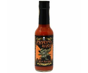 Psycho Juice 70% Red Savina Hot Chilli Sauce - Heat Level 9 - Natural Super Hot Sauce for Cooking, Marinades & Dipping - 70% Chilli Content 148ml