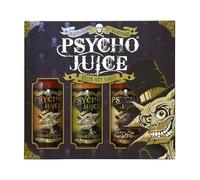 Psycho Juice Ghost Pepper Hot Sauce Gift Set - 3 x 148ml (Roasted Garlic, Chipotle, Mustard Ghost Pepper) - Very Hot Chilli Sauce Gift Box - Spicy Food Gift for Chilli Lovers