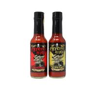Psycho Juice Hot Chilli Sauce Set - 70% Carolina Reaper & 70% Ghost Pepper - Extremely Hot Chilli Sauce - 2 x 148ml Bottles - Very Hot Warning