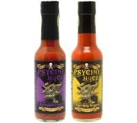 Psycho Juice Hot Chilli Sauce Set - 70% Carolina Reaper & 70% Scorpion Pepper - Extremely Hot Chilli Sauce - 2 x 148ml Bottles - Very Hot Warning