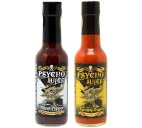 Psycho Juice Hot Chilli Sauce Set - 70% Carolina Reaper & Extreme Ghost Pepper - 600,000 Scoville Heat 2 x 148ml Bottles - Extreme Heat for Chilli Lovers