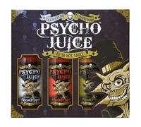 Psycho Juice Hot Chilli Sauces Gift Box Set of 3 x 148ml - Extreme Ghost Pepper, 70% Ghost Pepper, Mustard in Brown | Size: 3 Pack Psycho Juice Brown 3 Pack