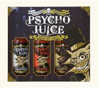 Psycho Juice Hot Chilli Sauces Gift Box Set of 3 x 148ml - Extreme Ghost Pepper, 70% Ghost Pepper, Roasted Garlic in Brown | Size: 3 Pack Psycho Juice Brown 3 Pack