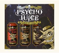 Psycho Juice Hot Chilli Sauces Gift Box Set of 3 x 148ml - Ghost Pepper, Chipotle, Roasted Garlic in Brown | Size: 3 Pack Psycho Juice Brown 3 Pack