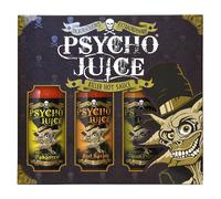 Psycho Juice Hot Chilli Sauces Gift Box Set of 3 x 148ml- Habanero, Red Savina, Mustard Ghost Pepper in Brown | Size: 3 Pack Psycho Juice Brown 3 Pack