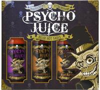 Psycho Juice Hot Chilli Sauces Gift Box Set of 3 x 148ml - Scorpion, Chipotle, Red Savina in Brown | Size: 3 Pack Psycho Juice Brown 3 Pack