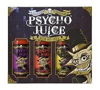 Psycho Juice Hot Sauce Gift Set - 3 x 148ml (70% Scorpion, 70% Ghost Pepper, 70% Habanero) - Very Hot Chilli Sauce Gift Box - Spicy Food Gift for Chilli Lovers