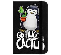 Psycho Penguin Go Hug A Cactus Mini Notebook Black 6.5x10cm
