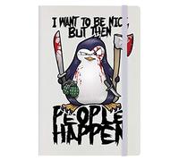 Psycho Penguin I Want To Be Nice A5 Hard Cover Notebook Cream 14x21cm