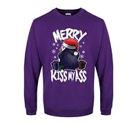Psycho Penguin Men's Merry Kiss My Ass Christmas Jumper Sweater Purple