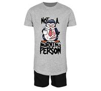 Psycho Penguin Men's Not A Morning Person Short Pyjama Set Grey