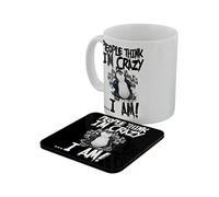Psycho Penguin People Think I'm Crazy Mug for Tea or Coffee & Coaster Set