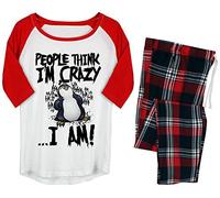 Psycho Penguin Women's People Think I'm Crazy Long Pyjama Set White