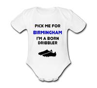 Psychobaby BIRMINGHAM Born Dribbler Football Personalised Unique Baby Vest Baby Grow Babygrow Cute Novelty Boys Girls Unisex Funny City