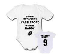 Psychobaby CASTLEFORD WITH DADDY DAD rugby present from for a gift Unique Baby Vest Grow Babygrow Cute league PERSONALISED Custom Boys Girls Unisex union TIGERS