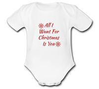Psychobaby Christmas All i want for xmas is you Boy Girl unisex Cute Ideal 1st arrival present gift Babygrow baby Grow vest top 0-3 3-6 6-9 9-12 12-18 18-24 Months (0-3 Months)