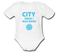 Psychobaby CITY Since I Was Born Football Personalised Unique Manchester Baby Vest Light Blue Baby Grow Babygrow Man Novelty Boys Cute Girls Footy Funny