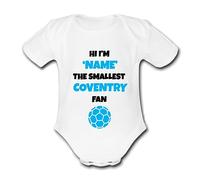 Psychobaby COVENTRY INSTANT PREVIEW - See What You are Buying Smallest Fan utd Custom Babygrow cITY
