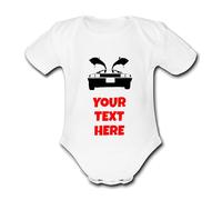 Psychobaby DELOREAN BACK TO THE FUTURE Babygrow Add your own text - INSTANT PREVIEW AVAILABLE Baby Vest Grow