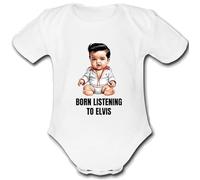 Psychobaby ELVIS BORN LISTENING TO Unique Baby Vest Baby Grow Babygrow Boys Girls UNISEX cute funny GIFT present for a PRESLEY