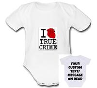 Psychobaby I heart True Crime Baby Grow Customisable Personalised Unique Baby Vest Babygrow Boys Girls Unisex Cute Top Bodysuit Custom text