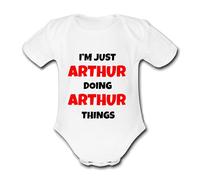 Psychobaby I'M JUST ARTHUR DOING ARTHUR THINGS Unique Baby Name Vest Grow Babygrow Bodysuit Customise Yourself Change the Name & Colour